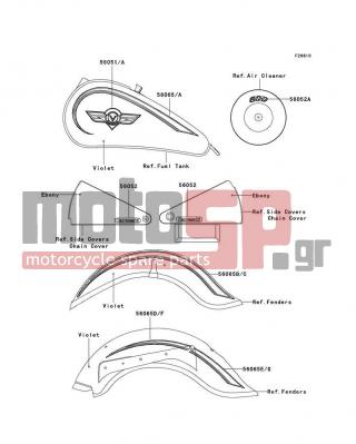 KAWASAKI - VULCAN 800 CLASSIC 2002 - Εξωτερικά Μέρη - Decals(Violet)(VN800-B7) - 56052-1544 - MARK,AIR CLEANER COVER,800