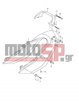 SUZUKI - GSF600S (E2) 2003 - Εξωτερικά Μέρη - SEAT TAIL COVER (GSF600K4/UK4) - 68131-31F00-NW4 - EMBLEM, TAIL COVER