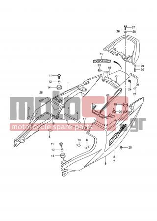 SUZUKI - SV650 (E2) 2003 - Body Parts - SEAT TAIL COVER (SV650K5/UK5) - 45502-17G20-YU7 - COVER, SEAT TAIL, L (RED)