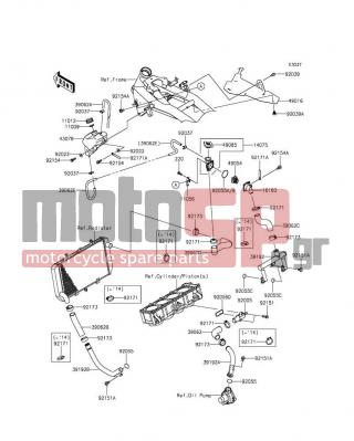 KAWASAKI - ZR800 (EUROPEAN) 2015 - Engine/Transmission - Water Pipe - 39062-0674 - HOSE-COOLING,HEAD-THERMO