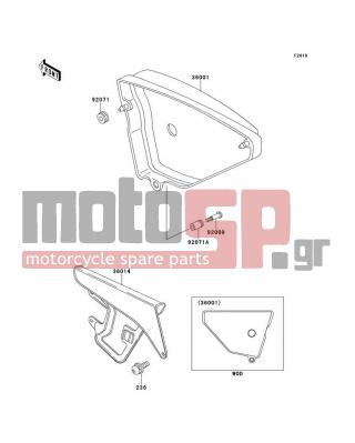 KAWASAKI - KE100 2001 - Body Parts - Side Covers/Chain Cover - 92071-1001 - GROMMET,SIDE COVER