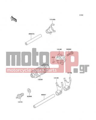 KAWASAKI - KLR250 2001 - Engine/Transmission - Gear Change Drum/Shift Fork(s)