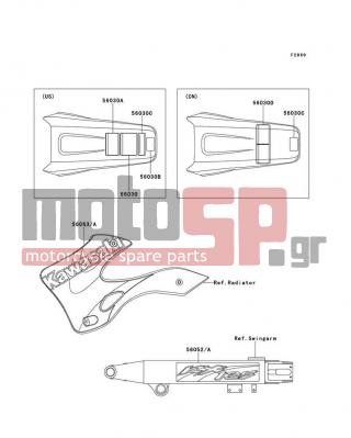 KAWASAKI - KX125 2001 - Body Parts - Labels - 56052-1266 - MARK,SWING ARM,LH,KX125