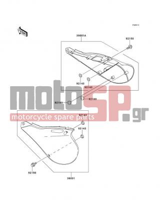 KAWASAKI - KX125 2001 - Εξωτερικά Μέρη - Side Covers - 36001-1627-6F - COVER-SIDE,LH,P.WHITE