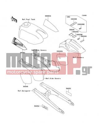 KAWASAKI - KX60 2001 - Body Parts - Labels(KX60-B17) - 56046-1705 - PATTERN,SIDE COVER,LH