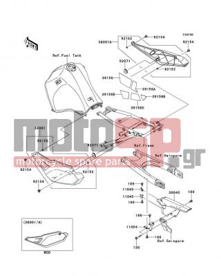 KAWASAKI - KLR650 NEW EDITION 2014 - Body Parts - Side Covers/Chain Cover(EES) - 39156-0655 - PAD,SIDE COVER,RH,LWR,CNT