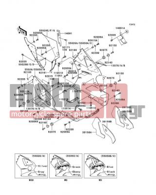 KAWASAKI - NINJA® ZX™-12R 2001 - Body Parts - Cowling Lowers - 39156-1656 - PAD,LWR COWLING,RH,FR