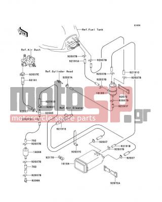 KAWASAKI - NINJA® ZX™-9R 2001 - Body Parts - Fuel Evaporative System(CA) - 92191-1493 - TUBE,VALVE-CANISTER,GREEN