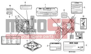 HONDA - CBF600S (ED) 2006 - Body Parts - CAUTION LABEL - 87565-MER-R00ZA - LABEL, COLOR *TYPE1* (NHA48)