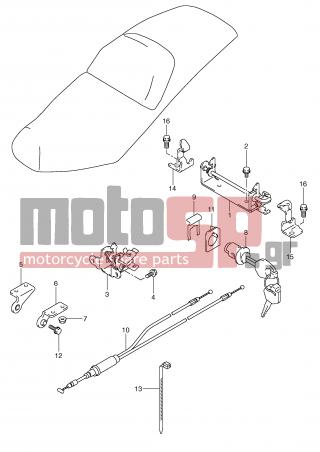 SUZUKI - AN250 (E2) Burgman 2001 - Body Parts - SEAT SUPPORT BRACKET (MODEL X) - 45288-14F00-000 - GUIDE, CABLE