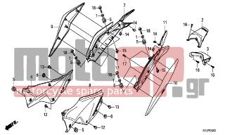 HONDA - CBR250R (ED) ABS   2011 - Body Parts - SIDE COVER/REAR COWL - 83501-KPP-T00 - COWL, RR. CENTER LOWER