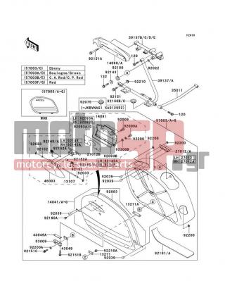 KAWASAKI - VULCAN 1500 NOMAD 2001 - Body Parts - Saddlebags - 14041-1131-P5 - COVER-COMP,SIDE BAG,RH,L.V.RED