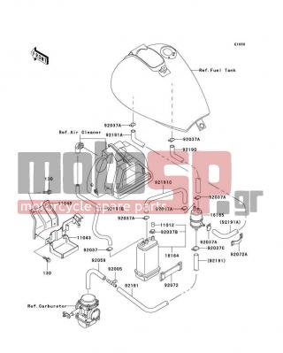 KAWASAKI - VULCAN 500 LTD 2001 - Body Parts - Fuel Evaporative System(CA) - 92037-1104 - CLAMP,HOSE