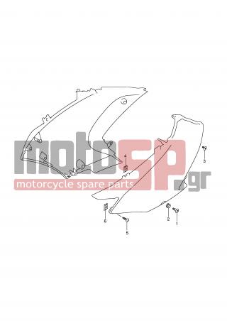 SUZUKI - DL650A (E2) ABS V-Strom 2008 - Body Parts - SIDE COWLING INSTALLATION PARTS - 03241-0512B-000 - SCREW, FRONT