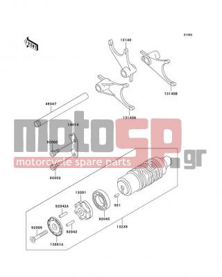 KAWASAKI - CONCOURS 2000 - Engine/Transmission - Gear Change Drum/Shift Fork(s) - 14014-1059 - PLATE-POSITION,CHANGE DRUM