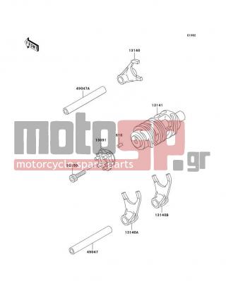 KAWASAKI - KLX300R 2000 - Engine/Transmission - Gear Change Drum/Shift Fork(s) - 13140-1216 - FORK-SHIFT,5TH&TOP