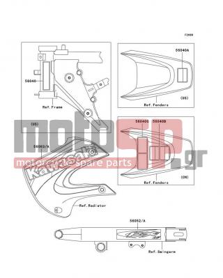 KAWASAKI - KX65 2000 - Body Parts - Labels(KX65-A1) - 56052-1133 - MARK,SWING ARM,LH,KX 65