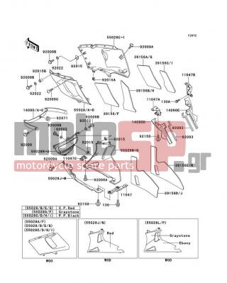 KAWASAKI - NINJA® ZX™-6 2000 - Body Parts - Cowling Lowers(4/4) - 55028-1295-JR - COWLING,LWR,LH,P.C.GRAY