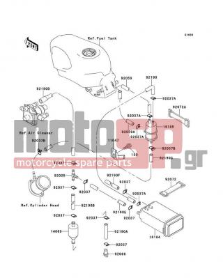 KAWASAKI - NINJA® ZX™-6 2000 - Body Parts - Fuel Evaporative System(CA) - 92037-1104 - CLAMP,HOSE