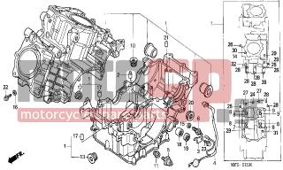 HONDA - XL1000V (ED) Varadero 2002 - Engine/Transmission - CRANKCASE - 91106-KM1-013 - BEARING, NEEDLE, 14X22X16