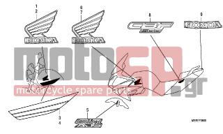 HONDA - CBF600SA (ED) ABS BCT 2009 - Body Parts - MARK/STRIPE - 64223-MER-R60ZD - MARK, L. WING *TYPE4*