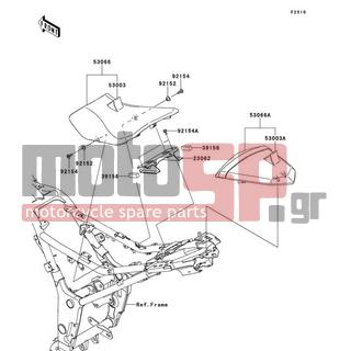 KAWASAKI - NINJA® 300 ABS 2014 - Body Parts - Seat - 53066-0393-12Y - SEAT,RR,LEATHER BLK+BAND BLK