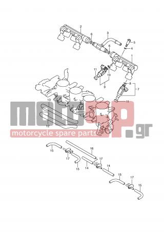 SUZUKI - GSX-R600 (E2) 2008 - Engine/Transmission - THROTTLE BODY HOSE/JOINT - 13473-37H00-000 - DELIVERY PIPE ASSY