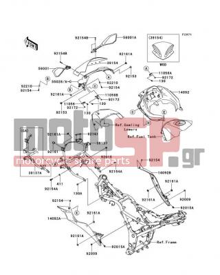 KAWASAKI - NINJA® 300 ABS SE 2014 - Body Parts - Cowling - 14092-0922 - COVER,TANK,LH