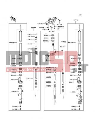 KAWASAKI - NINJA® 300 ABS SE 2014 -  - Front Fork - 44006-0093-18R - PIPE-RIGHT FORK OUTER,F.S.BLK