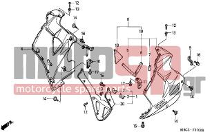 HONDA - VFR800 (ED) 2000 - Body Parts - LOWER COWL - 64270-MBG-D00ZA - COWL, INNER HALF *NH1*