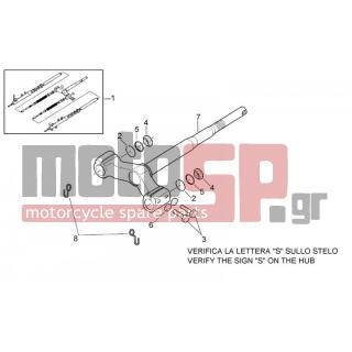Aprilia - LEONARDO 125-150 1999 - Suspension - Fork - steering tube Base - AP8123575 - Ειδική βίδα M8x35
