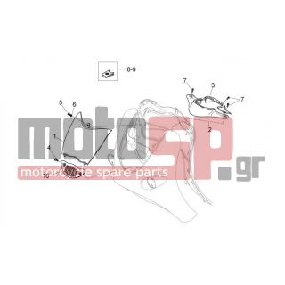Aprilia - MOJITO CUSTOM 50 2T (KIN. PIAGGIO) 2006 - Body Parts - Bodywork FRONT I - AP8150158 - ΡΟΔΕΛΑ 4,3x9x0,8*