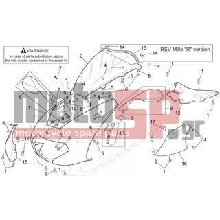 Aprilia - RSV 1000 2003 - Body Parts - Bodywork FRONT - Mask - AP8168443 - Μάσκα γκρι