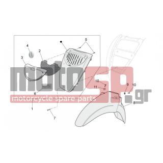 Aprilia - SCARABEO 100 4T E3 2011 - Body Parts - Bodywork FRONT II - 67425300XF1 - Λογότυπο viola