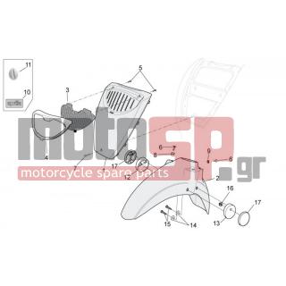 Aprilia - SCARABEO 100 4T E3 NET 2009 - Body Parts - Bodywork FRONT II - 893235 - Πινακίδα 