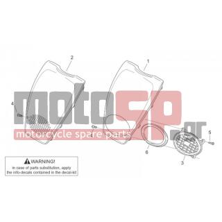 Aprilia - SCARABEO 50 2T (KIN. MINARELLI) 2001 - Body Parts - Bodywork FRONT III - FRONT logo - AP8258277 - Λογότυπο μπλε copying