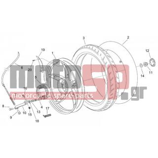 Aprilia - SCARABEO 50 2T (KIN. MINARELLI) 2003 - Brakes - Rear wheel - Drum Brakes - AP8208755 - Πίσω τροχός γυμνός