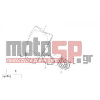 Aprilia - SCARABEO 50 2T E2 (KIN. PIAGGIO) 2007 - Body Parts - Bodywork FRONT III - FRONT logo - AP8268643 - Λογότυπο κόκκιν.