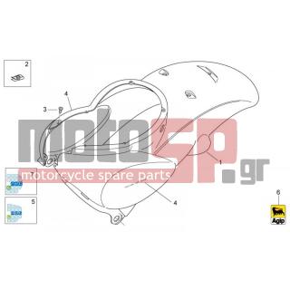 Aprilia - SCARABEO 50 2T E2 NET 2009 - Body Parts - Body BACK I - Tail - AP8150413 - ΒΙΔA 3,9x14 SHIVER 750