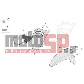 Aprilia - SCARABEO 50 4T 2V E2 2007 - Body Parts - Bodywork FRONT II - AP8226878 - Φτερό εμπρός γκρι