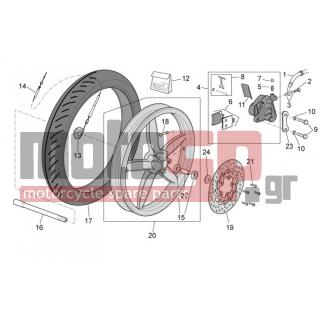 Aprilia - SCARABEO 50 4T 4V E2 2012 - Brakes - Front wheel, disc brake - 600737 - Απομονωτήρας δαγκάνας