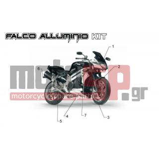 Aprilia - SL 1000 FALCO 2003 - Frame - Acc. - Special chassis - AP8796553 - Σετ 4 Frecce alu