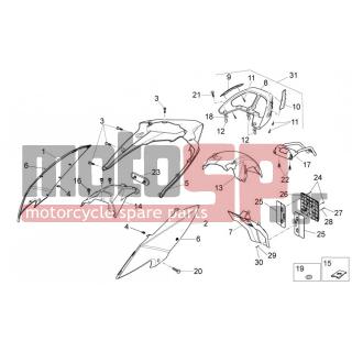 Aprilia - SPORT CITY ONE 50 2T 2V E3 2009 - Πλαίσιο - rear bodywork - 85645700XH1 - LH profil,grey