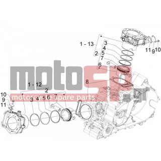 Aprilia - SRV 850 4T 8V E3 2013 - Engine/Transmission - Complex cylinder-piston-pin - B014804 - Rear cylinder assy