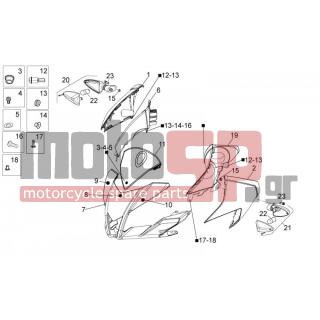 Aprilia - TUONO V4 R APRC ABS 1000 2014 - Body Parts - Bodywork FRONT I - B045785 - Αυτοκόλλ. εμπρός καρίνας δεξ.
