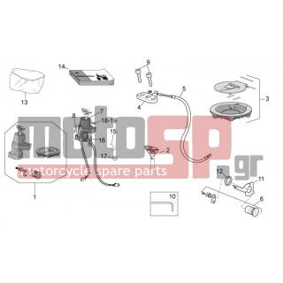 Aprilia - TUONO V4 1100 RR 2016 - Electrical - lock set - AP8121096 - Δακτύλιος οδηγός σε σχήμα 'T' 8,2x12x4