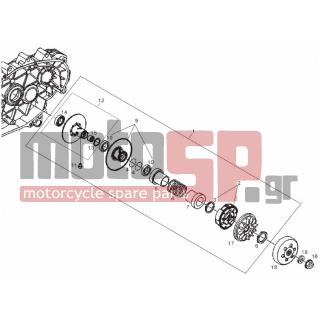 Derbi - GP1 125CC  LOW SEAT E3 2007 - Engine/Transmission - pulley I - 82887R - Clutch driven pulley assy.