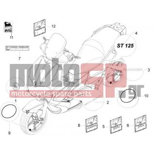 Gilera - RUNNER 125 ST 4T E3 2011 - Body Parts - Signs and stickers - 67229600A2 - ΑΥΤ/ΤΑ ΣΕΤ RUNNER ST ΣΠΟΙΛ ΜΥ10 ΚΟΚΚ