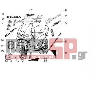 Gilera - RUNNER 50 < 2005 - Body Parts - Decorative (SP VERSION) - 57635200R4 - ΑΥΤ/ΤΑ ΣΕΤ RUNNER SP ΚΟΚ-ΜΑΥΡ Mo2001