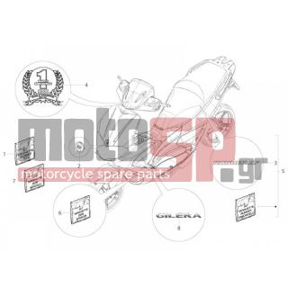 Gilera - RUNNER 50 SP 2009 - Body Parts - Signs and stickers - 65526300A1 - Κιτ πινακίδες οχήματος 